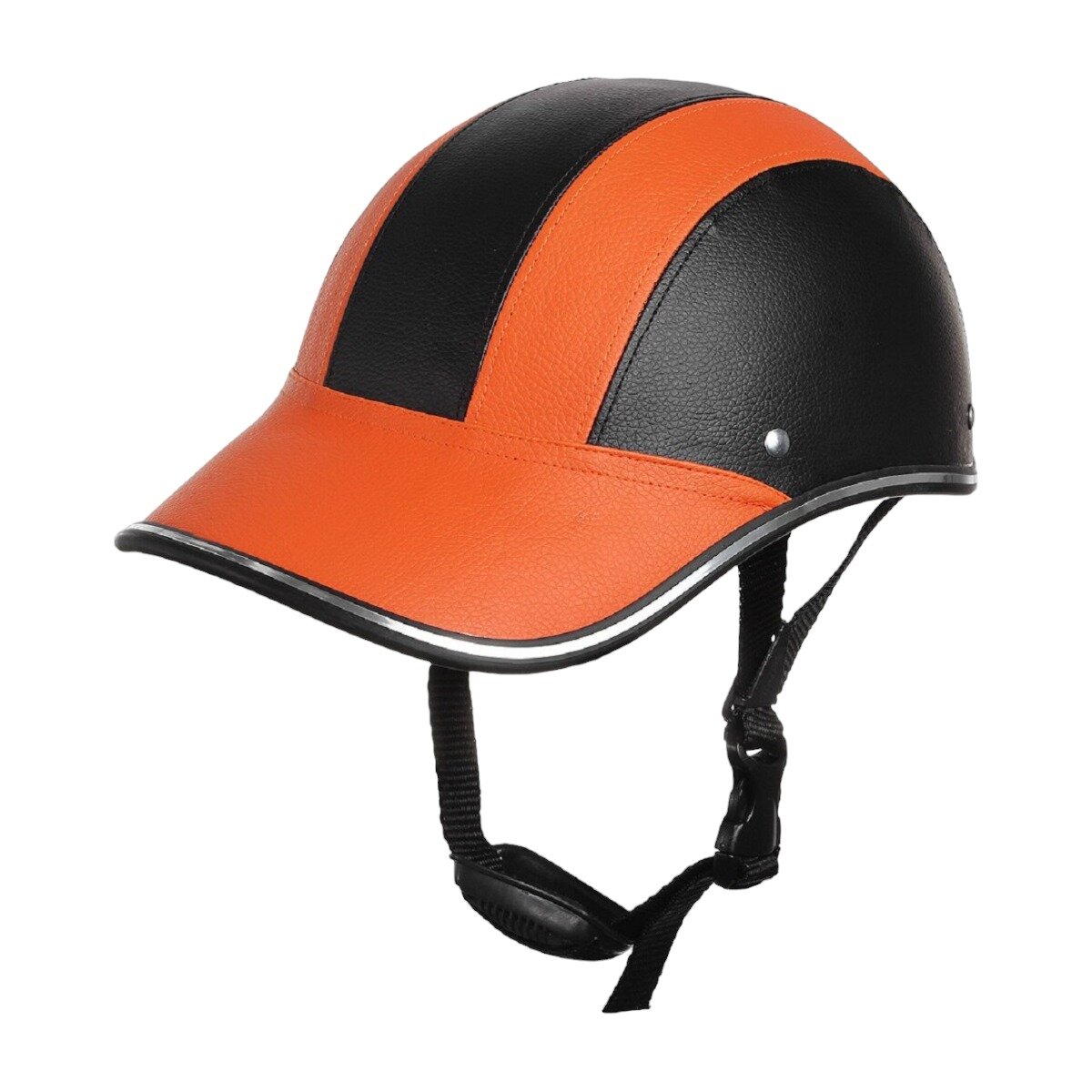 Каска кепка Goldwing открытый шлем под кожу для мотоциклиста на мотоцикл чоппер круизер скутер мопед, оранжево-черная