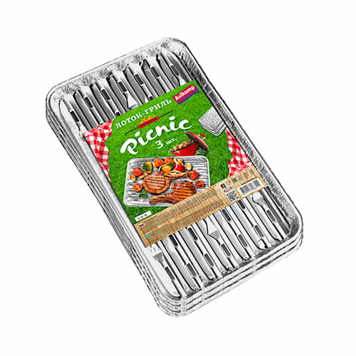 Лотки-гриль для жарки Avikomp Picnic, алюминий, 33,5 x 22,5 см, 3 шт зубочистки березовые 190 шт avikomp eco technology