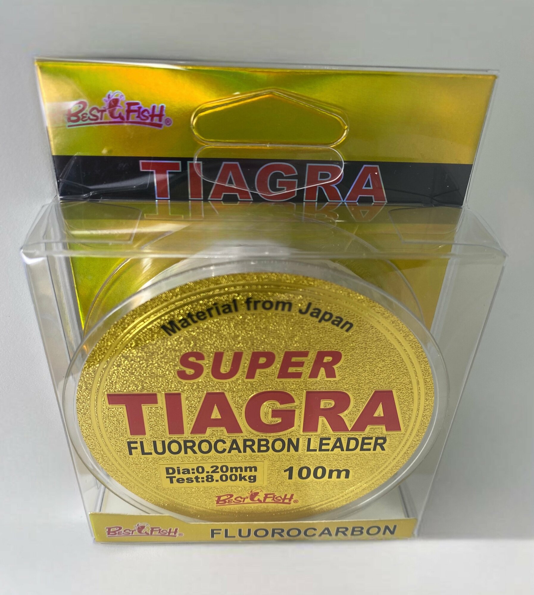 Леска для рыбалки с флюорокарбоновым покрытием Tiagra Fluorocarbon Leader SUPER 0.20 100м, 8кг