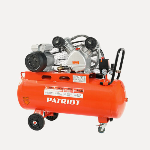 Изображение товара Компрессор PATRIOT поршневой ременной PTR 80-450A, 450 л/мин, 10бар, 2200Вт, 80л, быстросъемный 1/4" + "елочка"