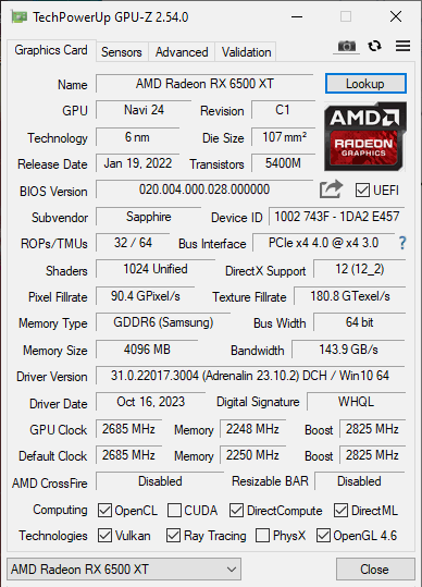 Видеокарта Sapphire PULSE Radeon RX 6500 XT 4Gb 11314-01-20G