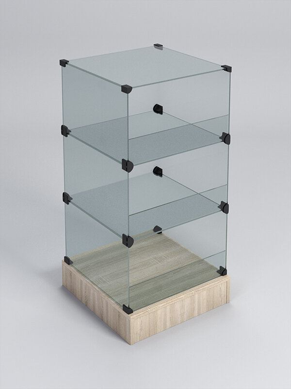 фото Прилавок "КУБ" №6-КО (без стеклянных дверок, передняя стенка - стекло), Дуб Сонома 45 x 45 x 90.4 см (ДхШхВ)