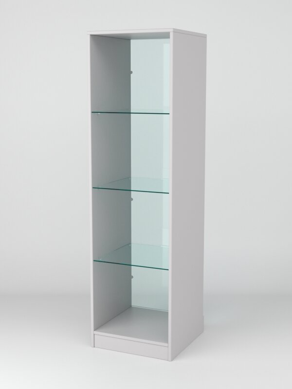 Витрина "астра ХИТ продаж" №2 (без дверки, задняя стенка - стекло), Серый 45 x 45 x 160 см