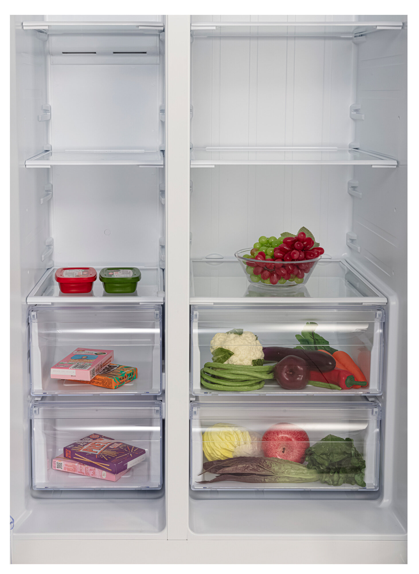 Холодильник HYUNDAI CS6503FV, двухкамерный, белое стекло - фото №9