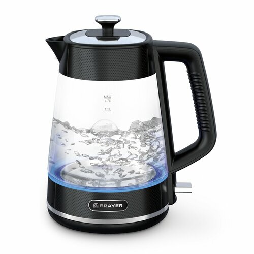 Чайник электрический 17Л 2200ВТ диск стекло контр VnQ by STRIX подсветка черн BRAYER 590300₽