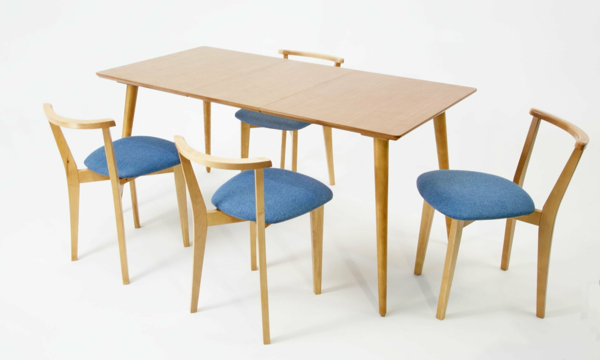 фото Стол ZiP-mebel Монте 120 со стульями Франк Натур/Рогожка Синий