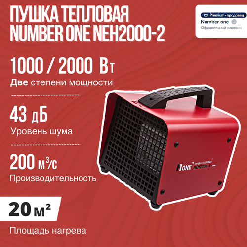 Пушка электрическая NUMBER ONE NEH2000-2 2000Вт, 20м2, квадрат пушка электрическая number one neh3000 1 3квт 40м2 круг