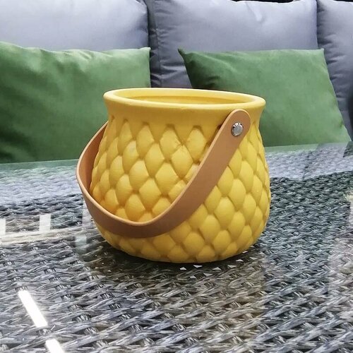 Ваза для цветов с ручкой керамика желтый 14х14х11,5 см ZY2216-14y