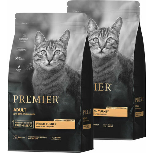 PREMIER LOW GRAIN CAT ADULT TURKEY низкозерновой для взрослых кошек с индейкой (0,4 + 0,4 кг) premier low grain junior medium