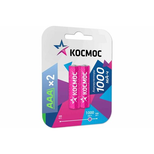 Батарейки-аккумулятор Космос - тип AAA-1000mAh, 1.2В, 2 шт. в упаковке