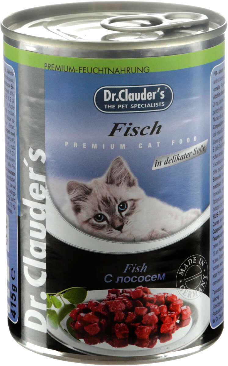 Dr. Clauder's Др. Клаудер кон. для кошек Кусочки в соусе Рыба/лосось 415 гр