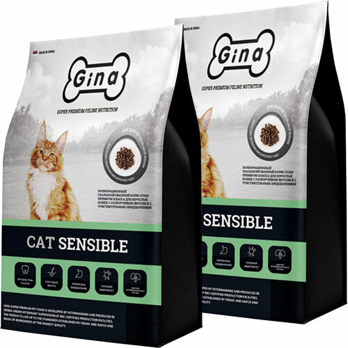 GINA GRAIN FREE ADULT CAT SENSIBLE беззерновой для взрослых кошек с чувствительным пищеварением 02309 (3 + 3 кг) корм для кошек chicopee cnl cat adult sensible с чувствительным пищеварением ягненок сух 15кг