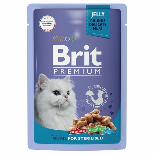 Brit Пауч для взрослых стерилизованных кошек с перепелкой в желе 5050215 0,085 кг 58578 (34 шт)