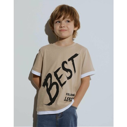 фото Футболка gloria jeans, размер 9-10л/140 (34), бежевый