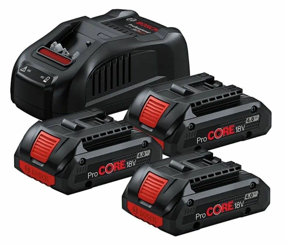 Набор Bosch: 3 АКБ ProCore, Li-Ion, 18 В, 4 Ач и быстрое зарядное устройствo GAL 18V-1680 Professional,18 B, 4 A, 0615990N2G - фото №1