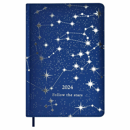 Ежедневник датированный 2024 А5 астрологический синий, серебристый