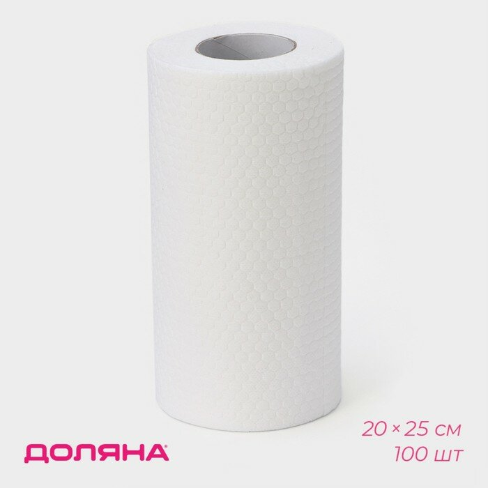 фото Салфетки в рулоне универсальные, целюлоза+полиэстер,100 шт, 20×25 см, цвет белый