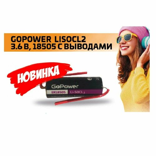 Батарейка GoPower ER18505 PK1 Li-SOCl2 3.6V с выводами батарейка gopower 14250 1 2aa pc1 li socl2 3 6v