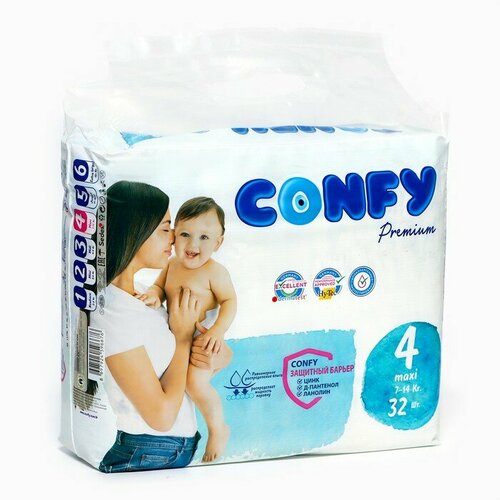 Подгузники CONFY Premium 7-14 кг (размер 4) 32 шт