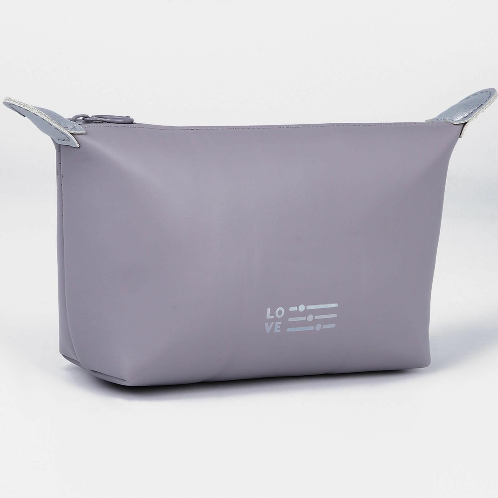 фото Косметичка на молнии, с подкладом, цвет серый