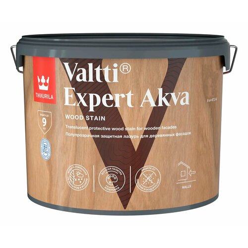 Антисептик защитно-декоративный Tikkurila Valtti Expert Akva орегон полуматовый 9 л антисептик tikkurila valtti expert akva декоративный для дерева орегон 2 7 л