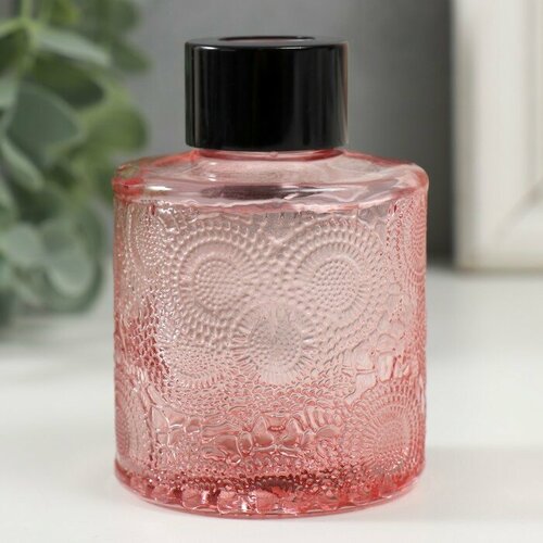Диффузор для эфирных масел с крышкой Цветочный прозрачный розовый 100 мл 6х6х8 см 620₽
