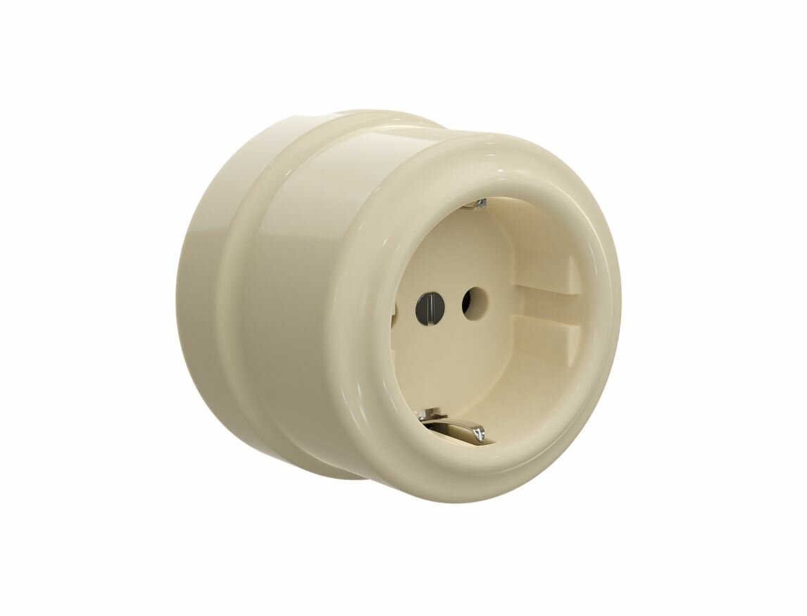 Ретро розетка фарфоровая  керамическая  электрическая с заземляющим контактом  серия  аврора 