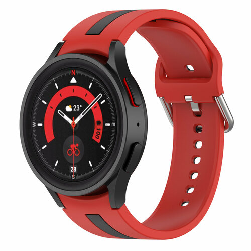 Двухцветный силиконовый ремешок для Samsung Galaxy Watch 4/5/6, красно-черный
