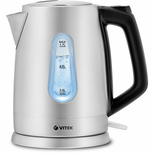 Чайник электрический 17Л 2150ВТ диск контр STRIX подсветка фильтр окно нерж сталь VITEK 581000₽