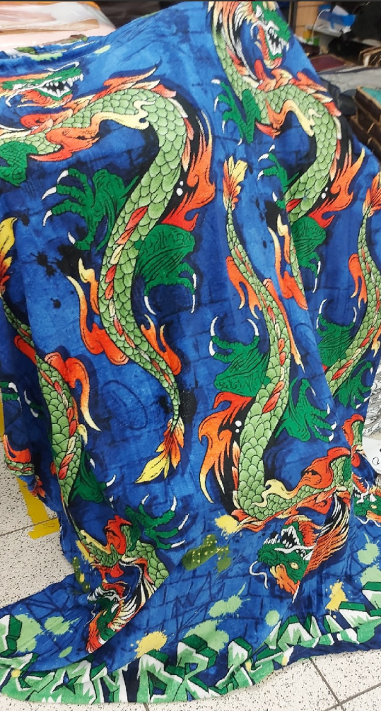 Плед бамбуковый / покрывало /арамэ, с символом года, синий, 180*200см - фотография № 2