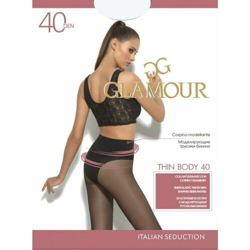 Колготки Glamour Thin Body, 40 den, размер 2, черный колготки glamour thin body 40 den размер 2 s черный бежевый