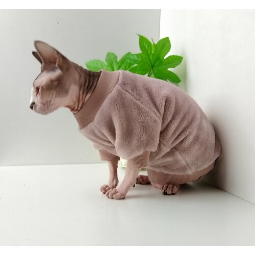 Толстовка, свитер, шуба для кошек сфинкс, размер 35 (длина спины 35см), цвет пыльная роза/ одежда для кошек сфинкс / одежда для животных