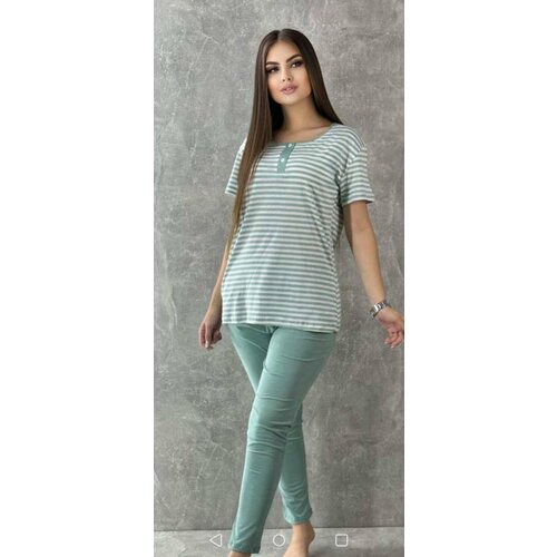 Пижама SEBO, размер 54, зеленый, белый