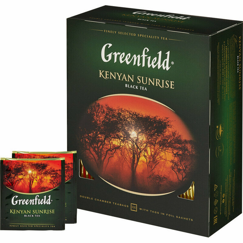 Чай Greenfield Kenyan Sunrise черн. фольгир. 100 пак/уп