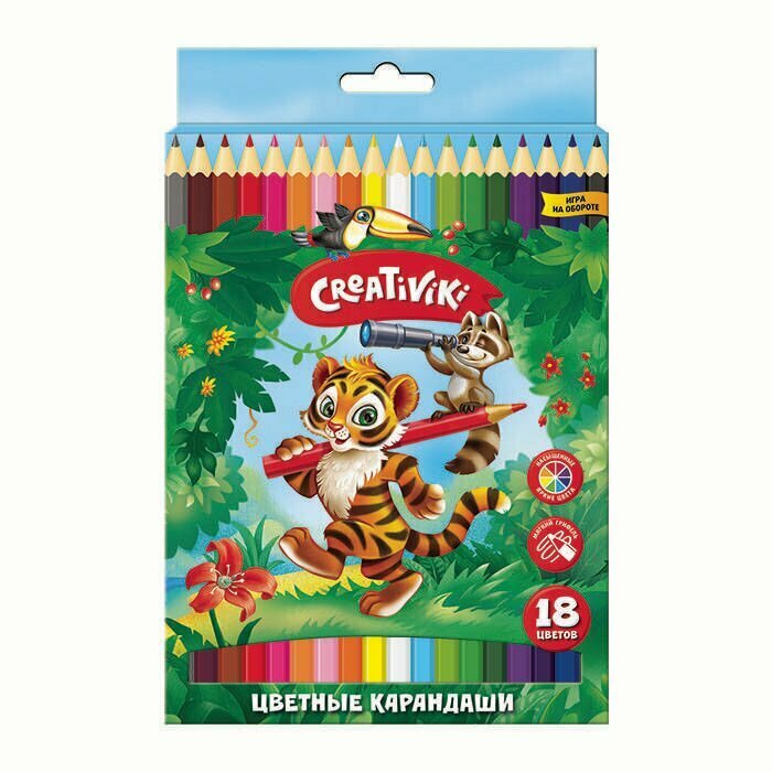 Creativiki Набор цветных карандашей 18 цветов, шестигранные