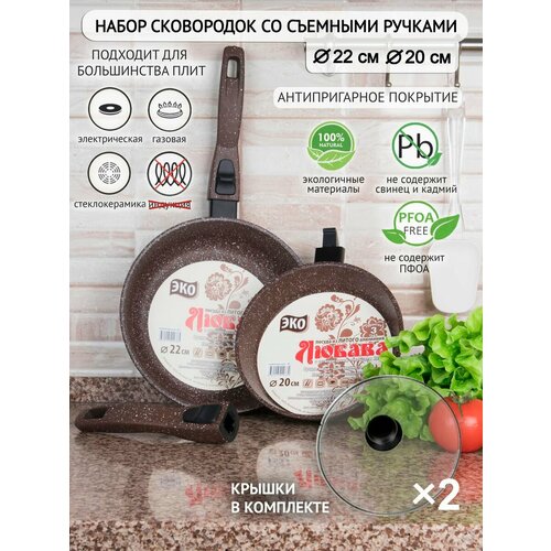 Набор сковородок с антипригарным покрытием 20 и 22 см 3773₽