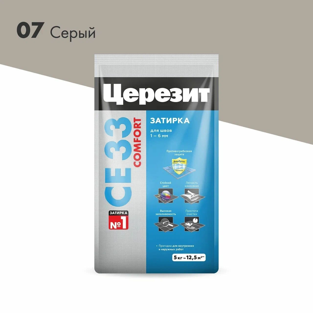 Церезит CE33 S Затирка №07 серый 1-6мм (5кг) 2092225