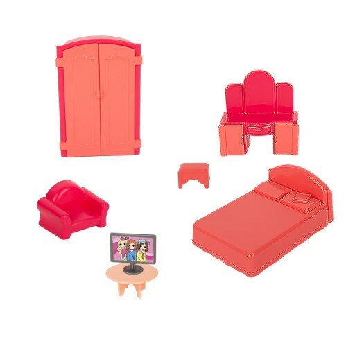 Мебель для кукол. Спальня (7 предметов, пластик, в пакете, от 3 лет) У366, (ООО "Спектр")