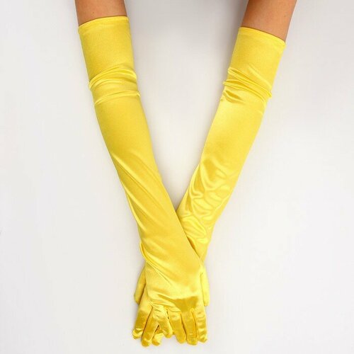 Карнавальный аксессуар - перчатки 55см, цвет желтый, Страна Карнавалия, материал полиэстер карнавальный аксессуар перчатки 55см цвет желтый страна карнавалия