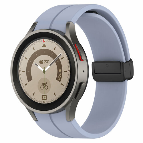 Силиконовый ремешок для Samsung Galaxy Watch 4/5/6, S, черная застежка, светло-голубой