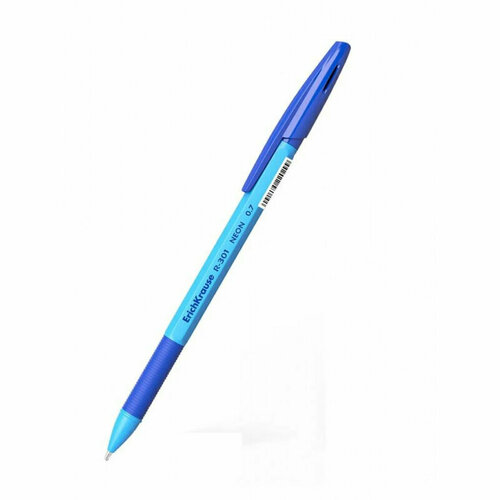 Ручка шариковая неавт ErichKrause R-301 Neon Stick&Grip 0.7, цв ч, 50 шт.
