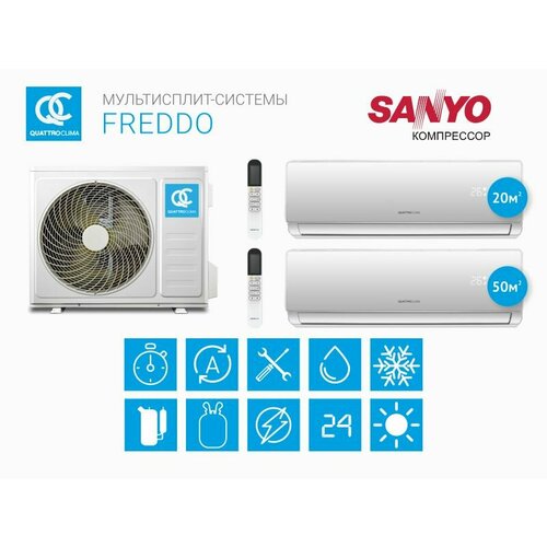 Мульти сплит система инвертор на 2 комнаты QuattroClima QN-FM27UA + QV-FM07WA + QV-FM18WA