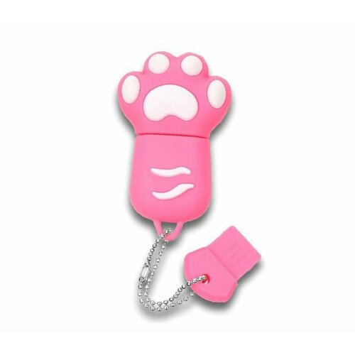 USB Флешка Кошачья лапа розовая 128 ГБ трафареты кошачья лапа 15 см