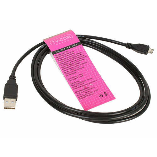 TV-COM USB 2.0, A-B (micro) 5pin (M-M), (USG120G-1M), 1,0м компьютерный шнур usb2 0 a m micro usb b m w 1m ruichi