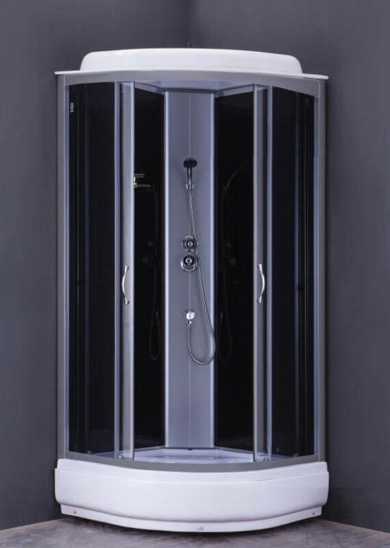 фото Душевая кабина Loranto CS-6610-25 G 100*100*215, средний поддон, чёрная