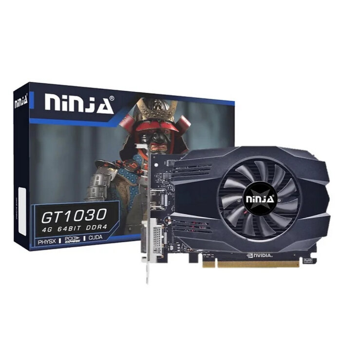 Видеокарта Ninja (Sinotex) Ninja GT1030 PCIE (384SP) 4GB 64BIT GDDR4 (DVI/HDMI) 4GB 64BIT GDDR4 DVI HDMI {50}