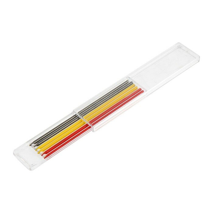 Набор грифелей для карандаша тундра, цветные (черные, красные, желтые), 120 мм, 6 штук 9953716