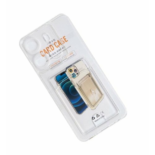 Case / Чехол Card case для Tecno Spark Go (2023) / Pop 7 Pro / INFINIX SMART 7 прозрачный силикон с отделением для пластиковых карт, техпак