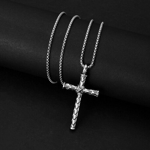 Колье, длина 70 см, серебряный