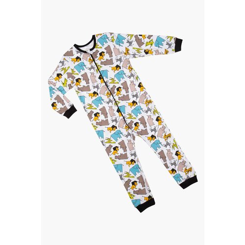 Комбинезон LITTLE WORLD OF ALENA, размер 128/134, белый, коричневый